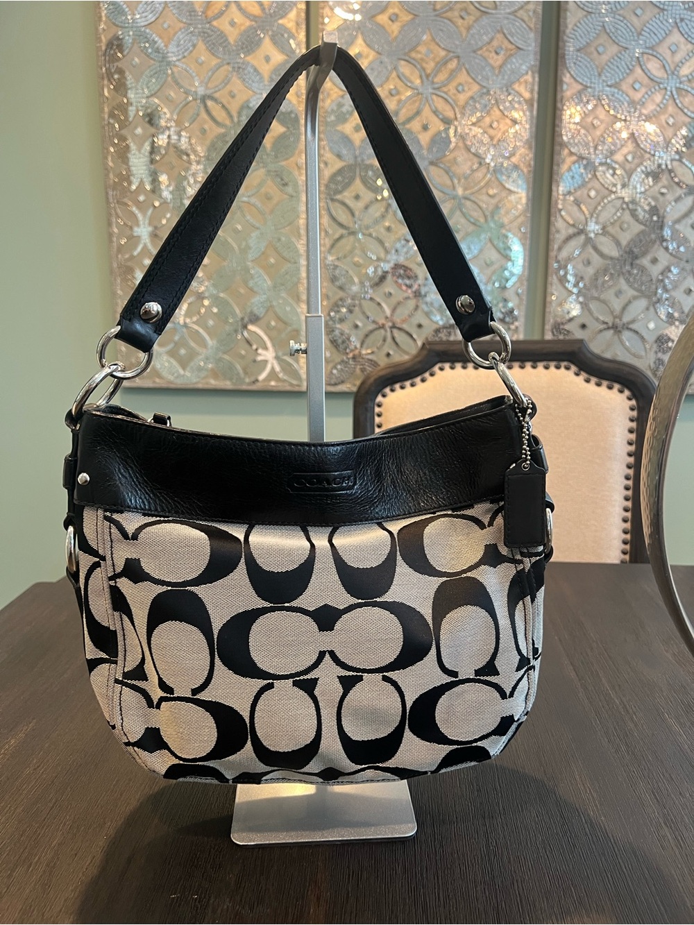 Coach Black & Grey Signature Zoe